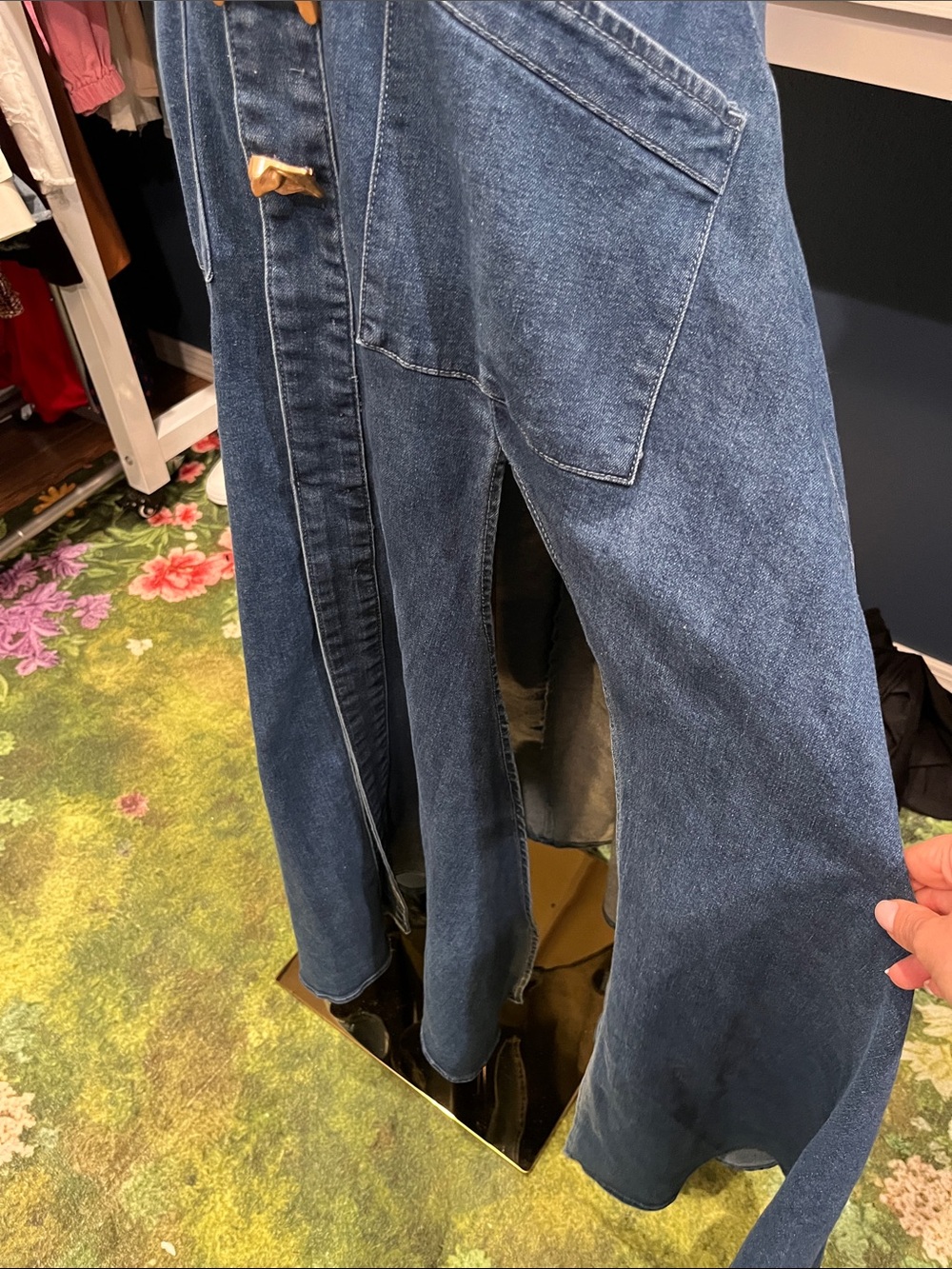 NWT Denim Button-Front Maxi Jeans Dress - Blue - Picture 2 of 3